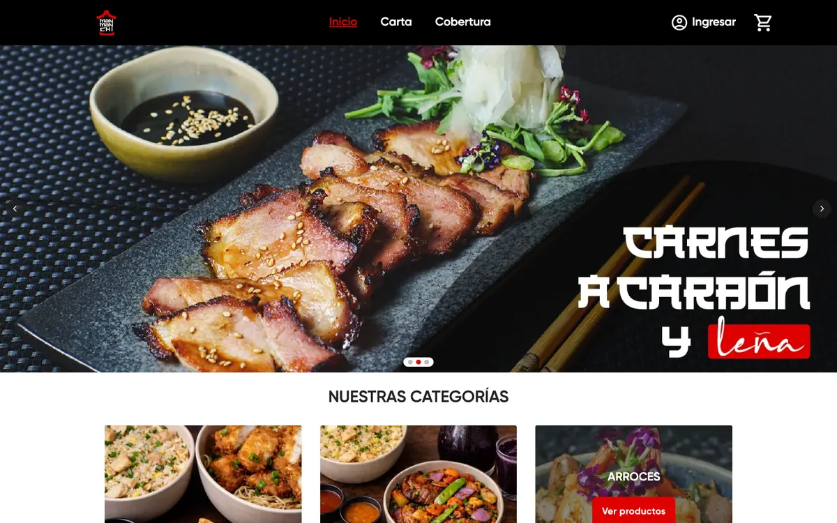 Página de inicio de la web de pedidos de Chifa Man Man Chi